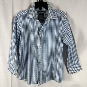 Kenneth Cole Reaction Boys Button Down Checked Plaid Dress Shirt Top Siz…